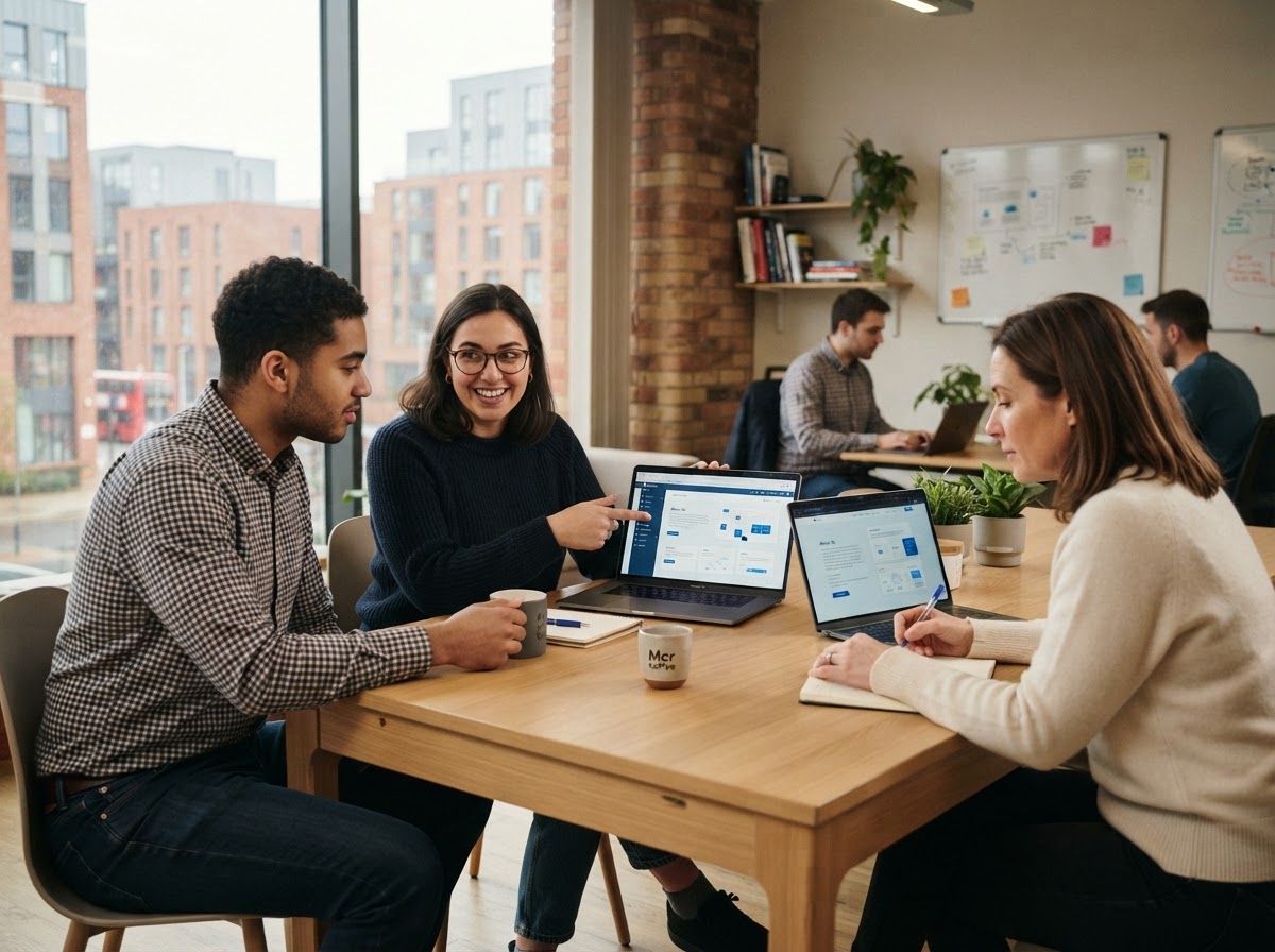 Ripflix analysts reviewing predictive risk models on a laptop
